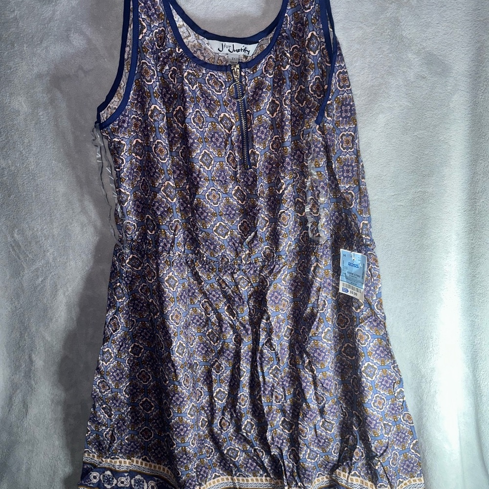 J for Justify Blue and Gray Sleeveless Sundress